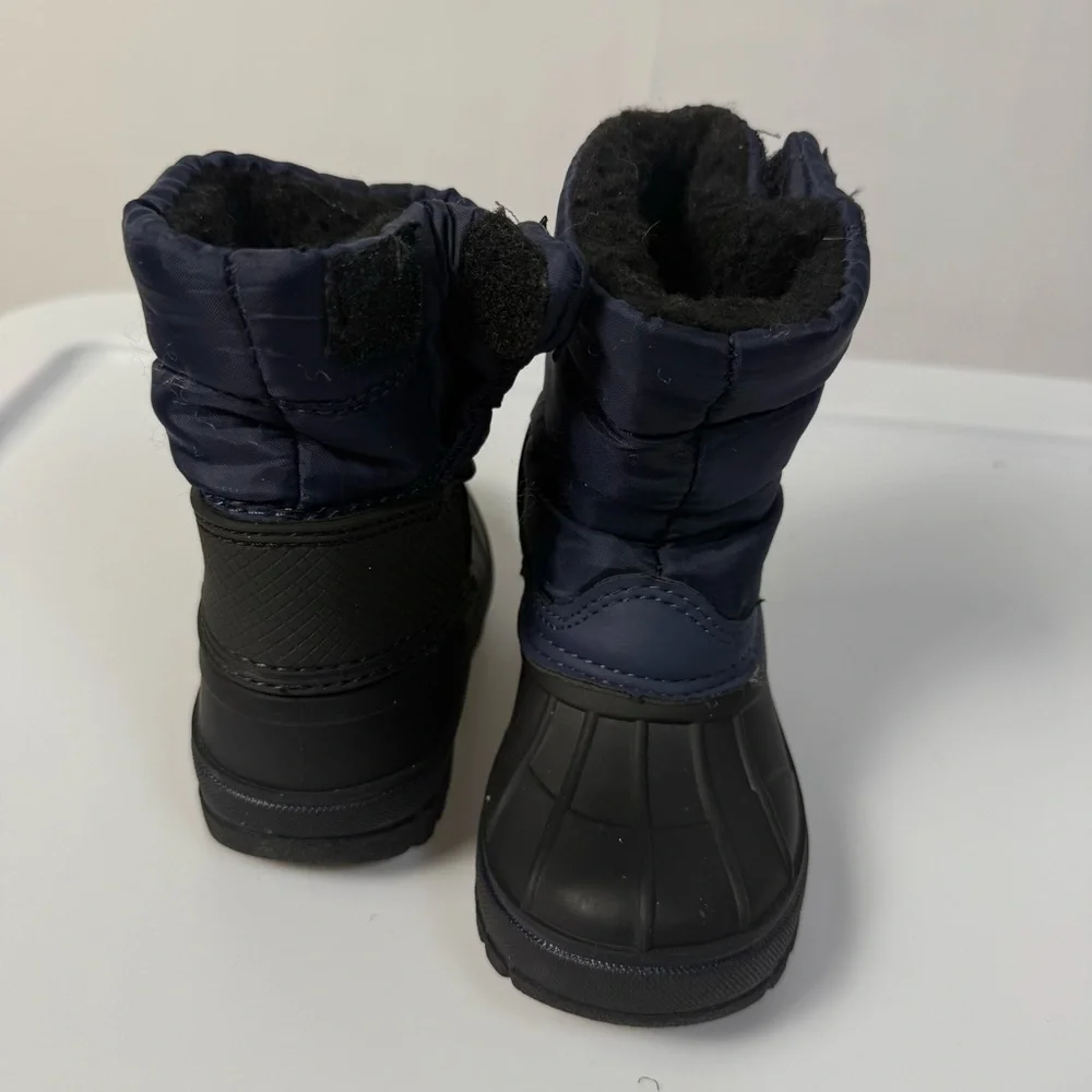 London Fog Jett Waterproof Kids Blue Black‎ Snow Boots sz 6C Winter Outdoor
